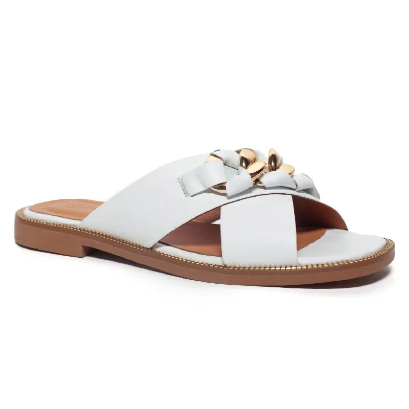 Women's Sandals with a Glitter - Coated Strap in Gold for a Sparkly Summer OutfitTalia 01 Slip-On In White