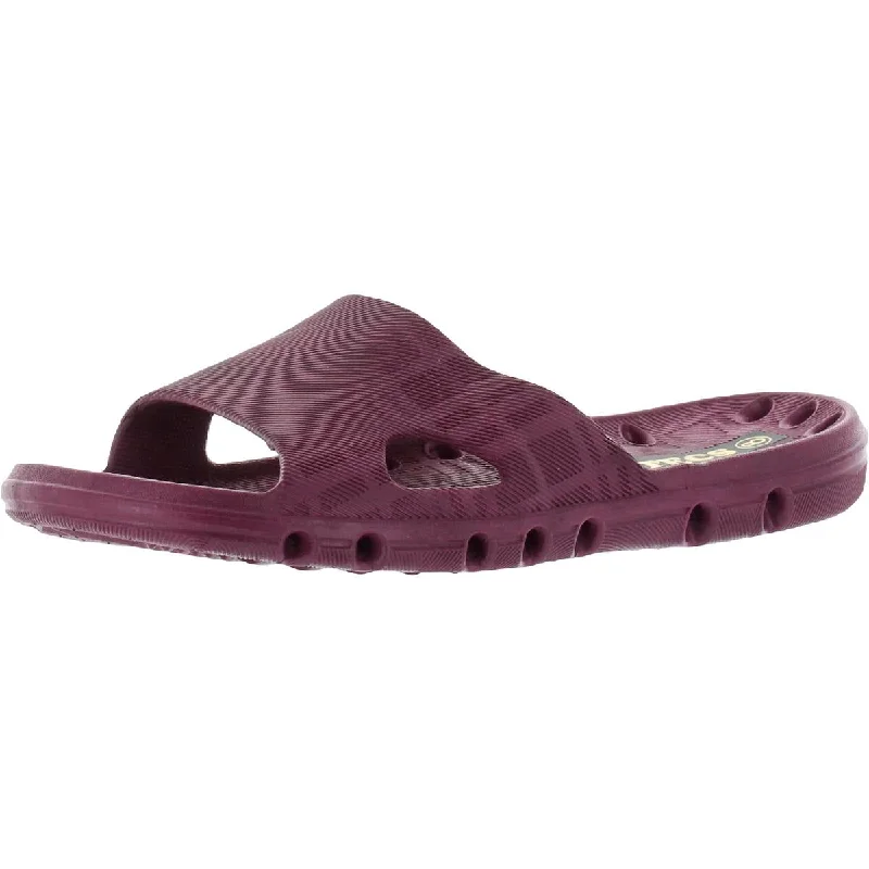 Women's Ankle - Strap Sandals with a Block Heel in Red for a Sophisticated StyleTecs Womens Open Toe Perforated Pool Slides