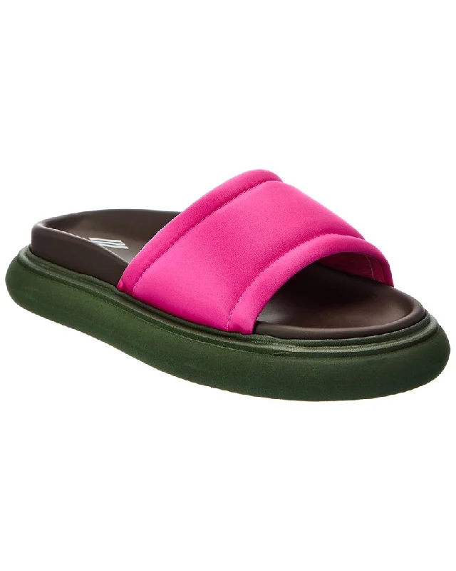 Women's Flat Slide Sandals with a Memory Foam Insole in White for All - Day ComfortThe Attico Padded Satin Platform Sandal