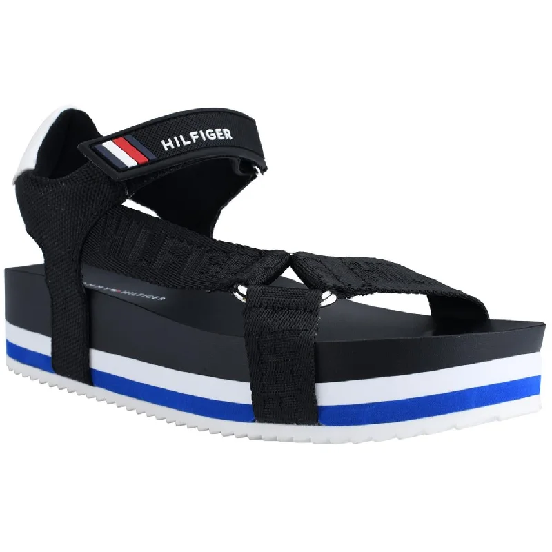 Shock - Absorbing Women's Sandals with a Soft Insole in Black for Active LifestylesTommy Hilfiger Womens Beckia Faux Leather Ankle Strap Platform Sandals