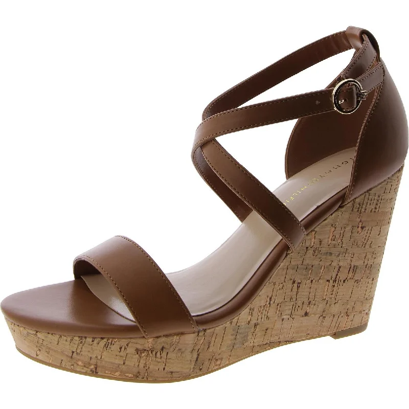 Orthopedic Women's Sandals with Arch Support in Gray for Foot HealthTommy Hilfiger Womens Missa Faux Leather Ankle Strap Wedge Sandals