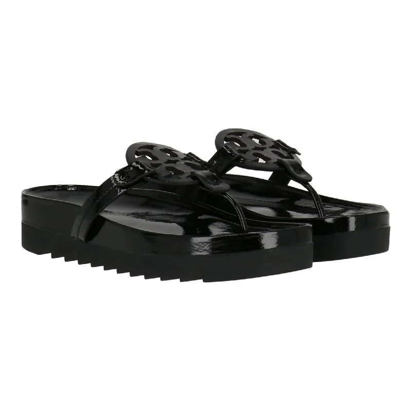 Women's Flat Slide Sandals with a Memory Foam Insole in White for All - Day ComfortTory Burch Womens Black Miller Cloud Lug Sandal