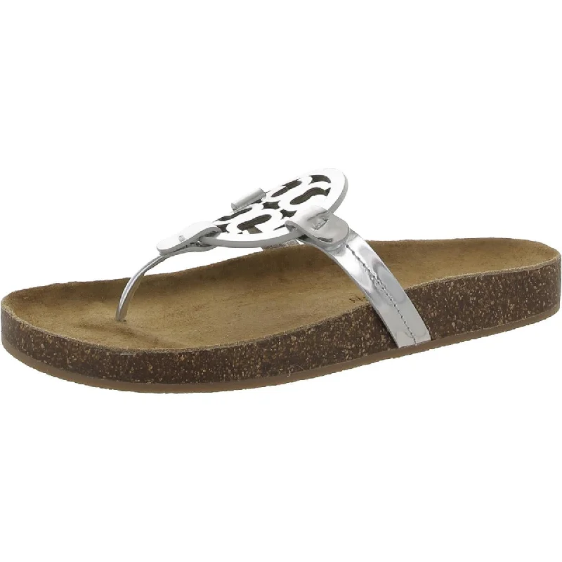 Women's Ankle - Strap Sandals with a Block Heel in Red for a Sophisticated StyleTory Burch Womens Leather Metallic Slide Sandals