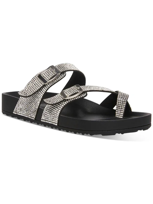 Women's Flat Slide Sandals with a Memory Foam Insole in White for All - Day ComfortTwila-R Womens Slip On Dressy Slide Sandals
