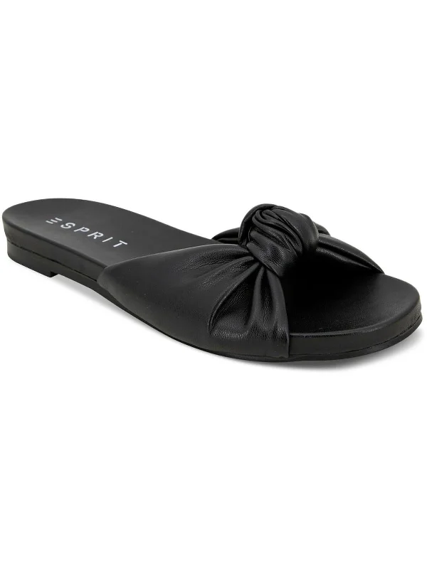 Women's Flat Slide Sandals with a Memory Foam Insole in White for All - Day ComfortTyla Womens Faux Leather Footbed Slide Sandals