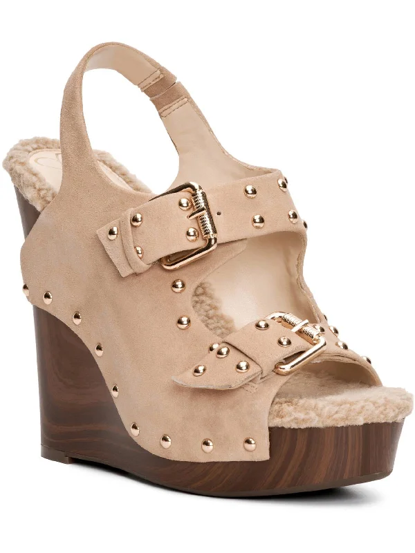 Plus Size Women's Wide - Width Platform Sandals in Black for Added Comfort and HeightTymina Womens Leather Slingback Platform Sandals