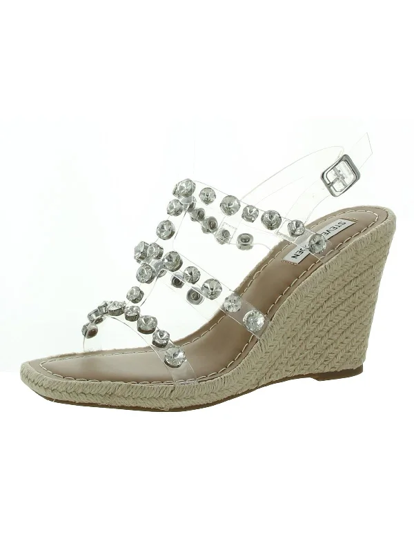 Elastic - Strap Women's Sandals with a Padded Toe in Teal for Easy On - and - OffUpright Womens Rhinestone Slingback Espadrilles