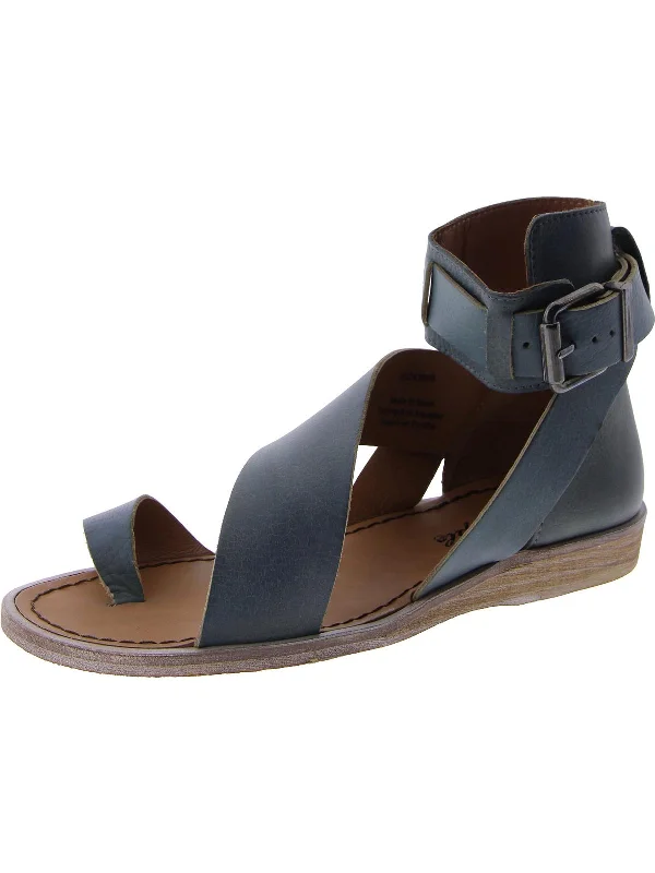 Women's Cork - Soled Espadrille Sandals with a Rope - Trimmed Upper in Navy for a Summer VibeVale Womens Leather Ankle Strap Flat Sandals