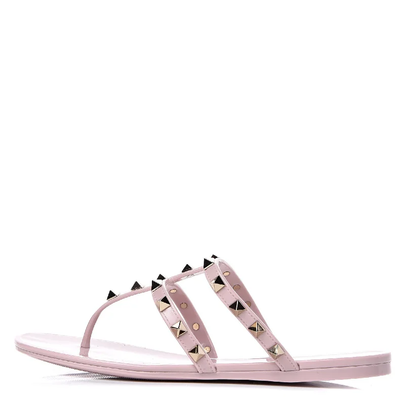 Women's Flat Slide Sandals with a Memory Foam Insole in White for All - Day ComfortValentino Garavani Rockstud Rubber Sandals