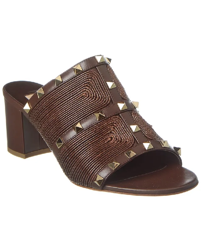 Women's Ankle - Strap Sandals with a Block Heel in Red for a Sophisticated StyleValentino Rockstud 60 Leather Sandal