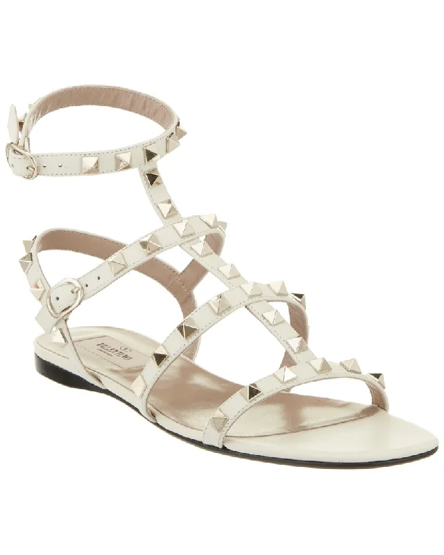 Women's Rhinestone - Embellished Open - Toe Sandals in Silver for a Glamorous Party LookValentino Rockstud Caged Leather Ankle Strap Sandal