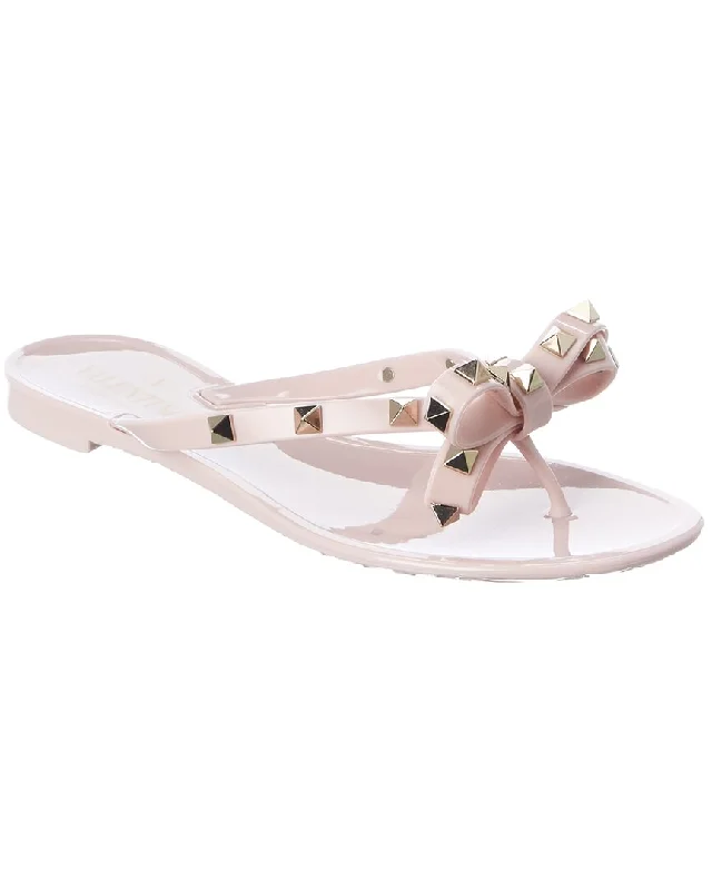 Women's Cork - Soled Espadrille Sandals with a Rope - Trimmed Upper in Navy for a Summer VibeValentino Rockstud Rubber Flip Flop