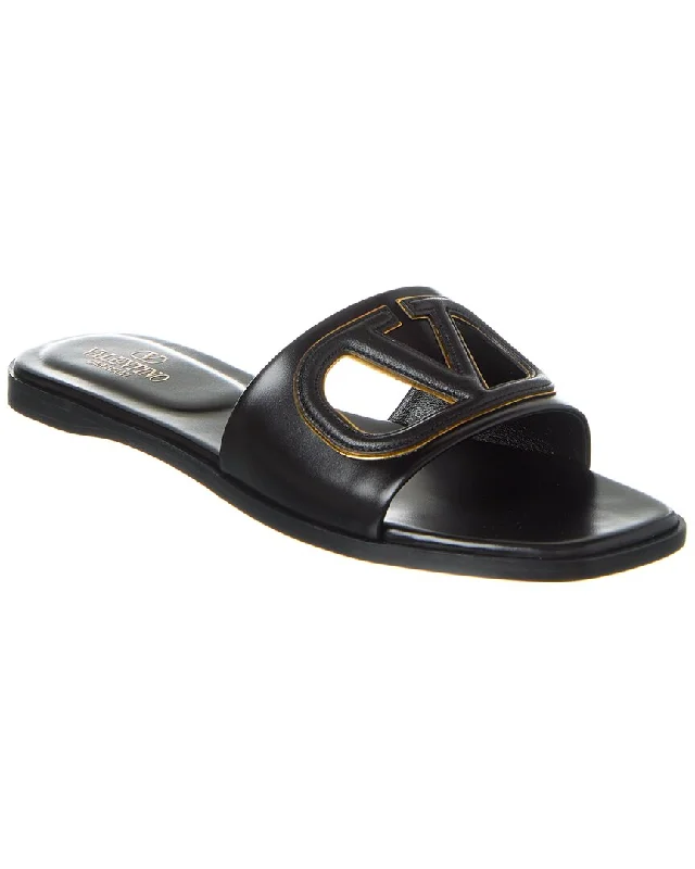 Women's Sandals with a Wedge Heel and a Tassel Detail in Orange for a Trendy LookValentino VLogo Cutout Leather Sandal