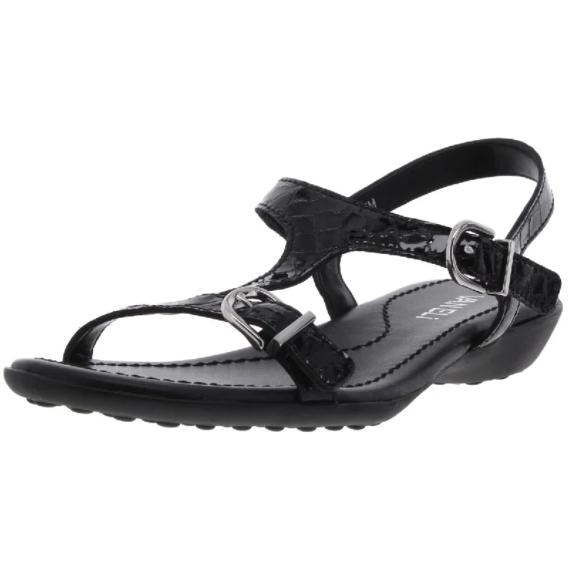 Shock - Absorbing Women's Sandals with a Soft Insole in Black for Active LifestylesVANELi Womens Taletha Patent Leather Embossed T-Strap Sandals