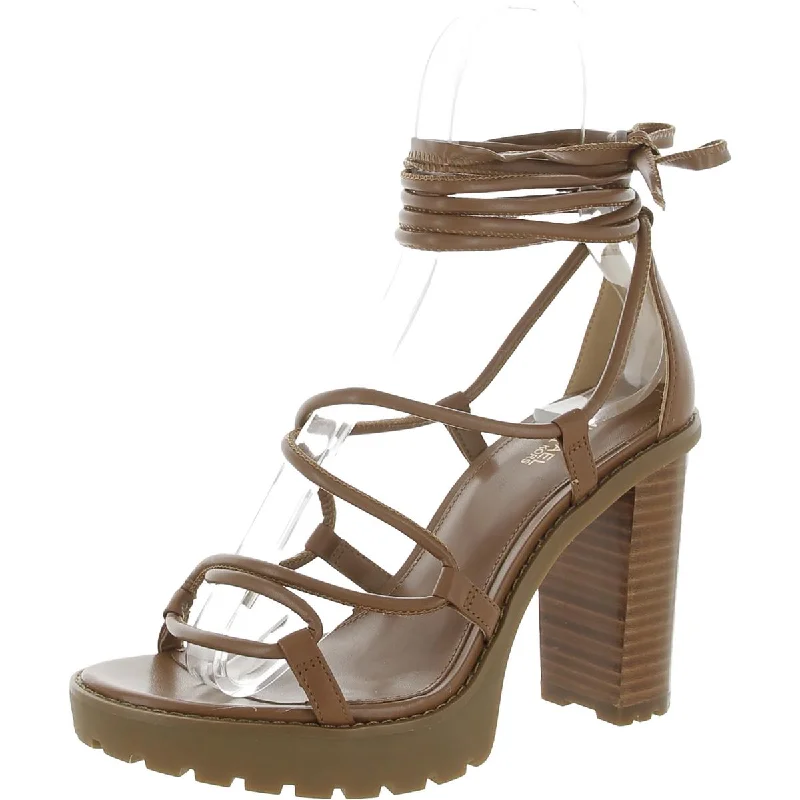 Women's Ankle - Strap Sandals with a Block Heel in Red for a Sophisticated StyleVero Womens Leather Ankle Tie Platform Sandals
