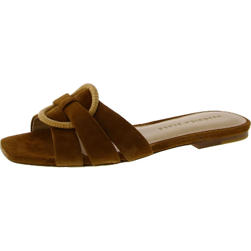 Anti - Slip Women's Sandals with a Grooved Sole in Green for Outdoor AdventuresVeronica Beard Womens Madeira Faux Suede Slip On Slide Sandals