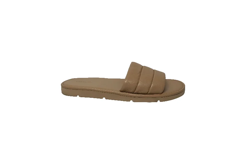 Orthopedic Women's Sandals with Arch Support in Gray for Foot HealthVince Olina Quilted Slide Sandals in Beige Leather