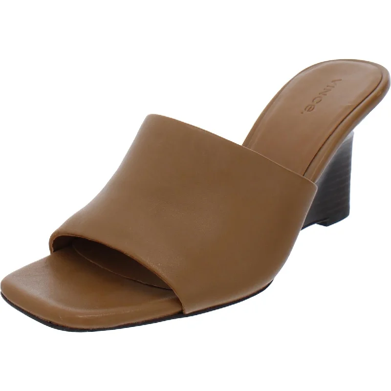 Women's Ankle - Strap Sandals with a Block Heel in Red for a Sophisticated StyleVince Womens Pia Leather Slide Wedge Sandals