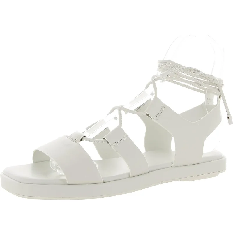Women's Ankle - Strap Sandals with a Block Heel in Red for a Sophisticated StyleVince Womens Rockwell Faux Leather Lace Up Gladiator Sandals