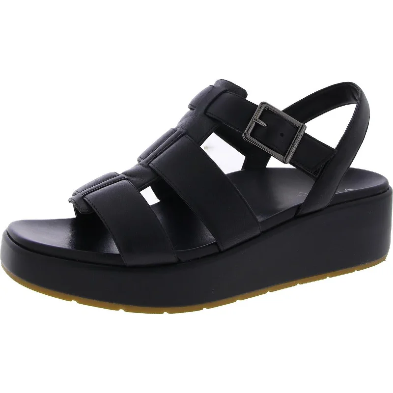 Sustainable Women's Recycled Material Sandals in Beige for Eco - Conscious ShoppersVionic Womens Delano Leather Strappy Wedge Sandals