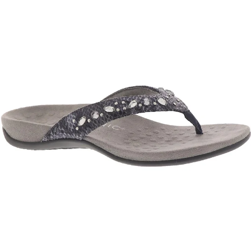 Plus Size Women's Wide - Width Platform Sandals in Black for Added Comfort and HeightVionic Womens Lucia Embellished Thong Sandals