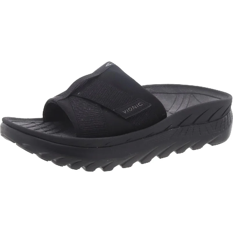 Plus Size Women's Wide - Width Platform Sandals in Black for Added Comfort and HeightVionic Womens Rebound Pool Slip On Slide Sandals