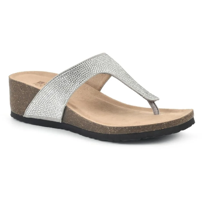 Anti - Slip Women's Sandals with a Grooved Sole in Green for Outdoor AdventuresWhite Mountain Womens Action Thong Footbed Wedge Sandals