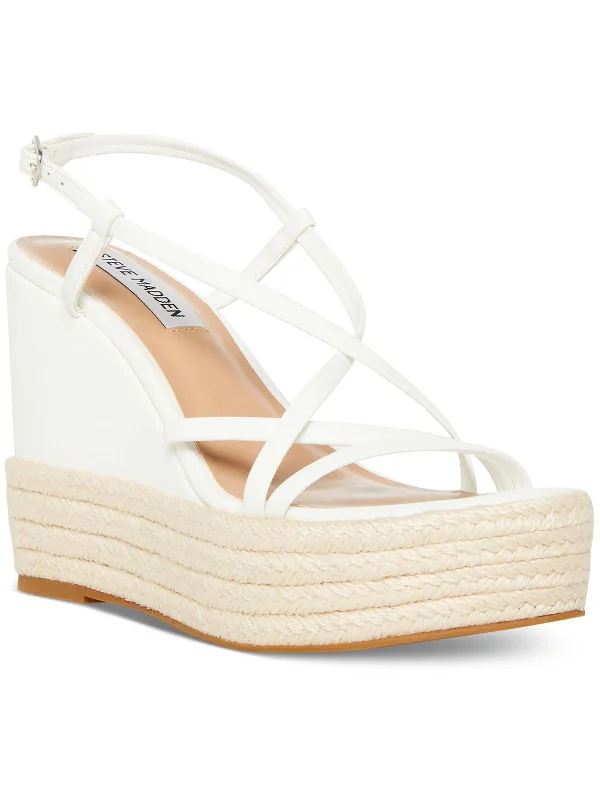 Women's Cork - Soled Espadrille Sandals with a Rope - Trimmed Upper in Navy for a Summer Vibewhitlee Womens Faux Leather Dressy Wedge Sandals