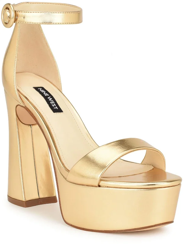 Women's Sandals with a Floral - Printed Upper in Pink for a Feminine Spring LookWN Ivana 3 Womens Faux Leather Metallic Ankle Strap