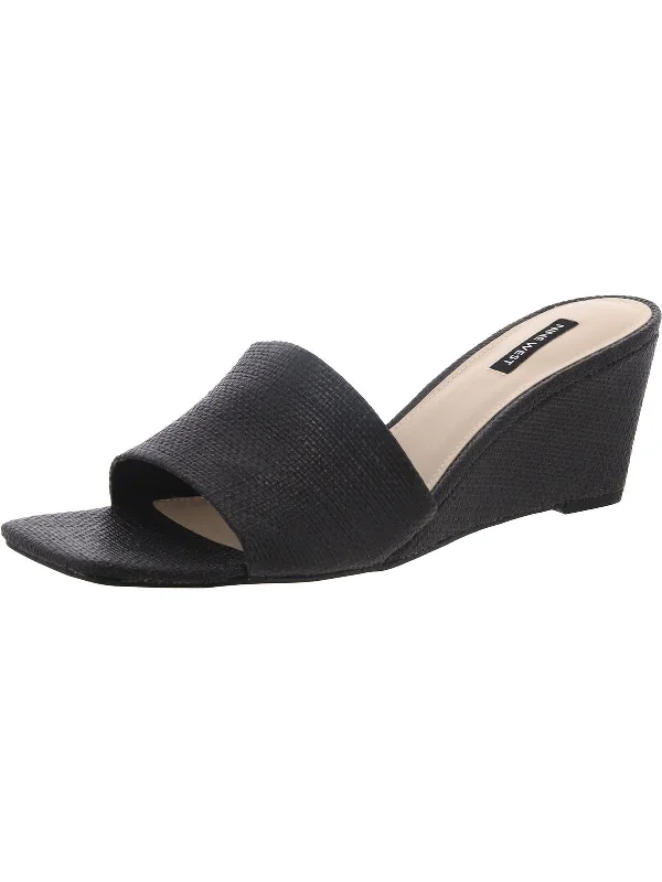 Plus Size Women's Wide - Width Platform Sandals in Black for Added Comfort and HeightWN Kerina 2 Womens Raffia Slip On Wedge Sandals