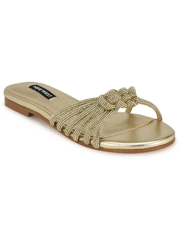 Lightweight Women's Mesh - Paneled Sandals in Yellow for BreathabilityWN Luxury 5 Womens Rhinestone Strappy Slide Sandals