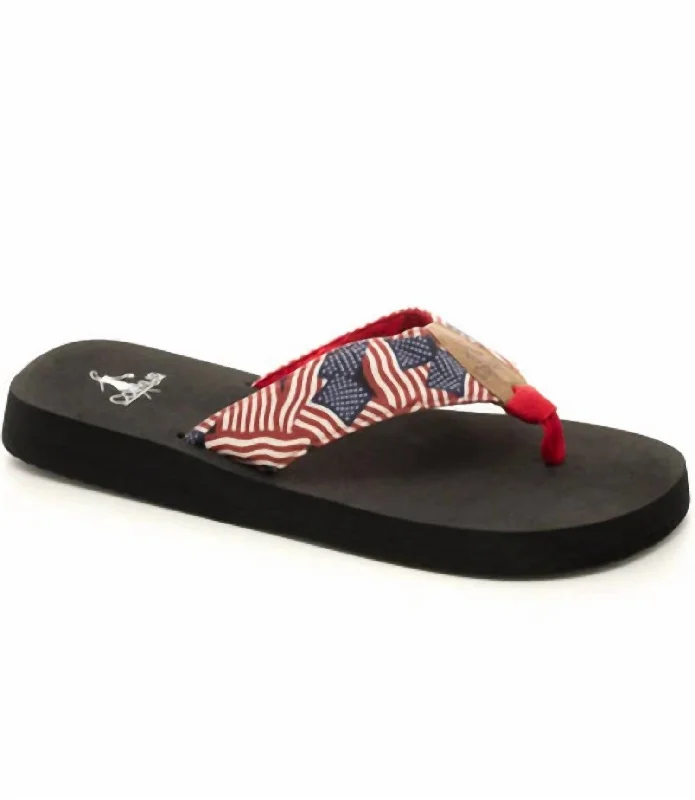 Adjustable Strap Women's Sandals with a Padded Heel in Pink for a Custom FitWomen's Americana Beach Babe Sandals In Black
