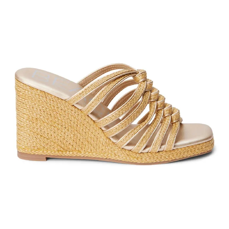 Lightweight Women's Mesh - Paneled Sandals in Yellow for BreathabilityWomen's Beach Laney Wedge Sandal In Gold