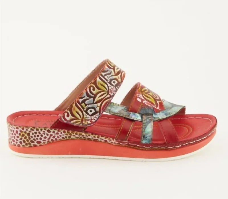 Sustainable Women's Recycled Material Sandals in Beige for Eco - Conscious ShoppersWomen's Caiman Sandal In Red Multi