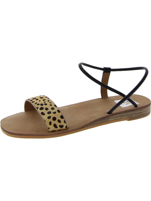Waterproof Women's Rubber Beach Sandals with Arch Support in Blue for Water ActivitiesWomens Calf Hair Ankle Strap Slingback Sandals