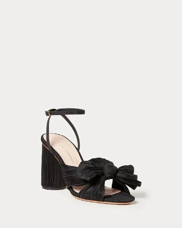 Sustainable Women's Recycled Material Sandals in Beige for Eco - Conscious ShoppersWomen's Camellia Pleated Bow Heel In Black