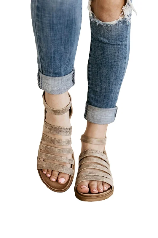 Women's Cork - Soled Espadrille Sandals with a Rope - Trimmed Upper in Navy for a Summer VibeWomen's Commodus Gladiator Sandals In Cream