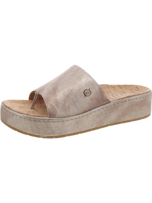 Women's Leather - Strapped Sandals with a Braided Detail in Brown for a Rustic AppealWomens Cork Slides Flatform Sandals