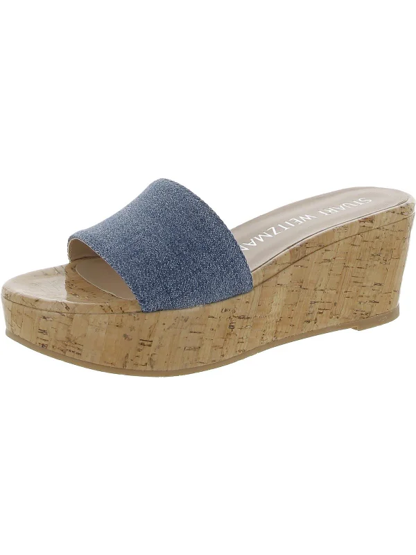 Women's Thong Sandals with a Beaded Design in Multicolor for a Beachy AestheticWomens Denim Cork Wedge Sandals