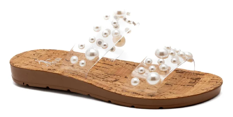 Women's Flat Slide Sandals with a Memory Foam Insole in White for All - Day ComfortWomen's Dome N Atrix Sandal In Clear