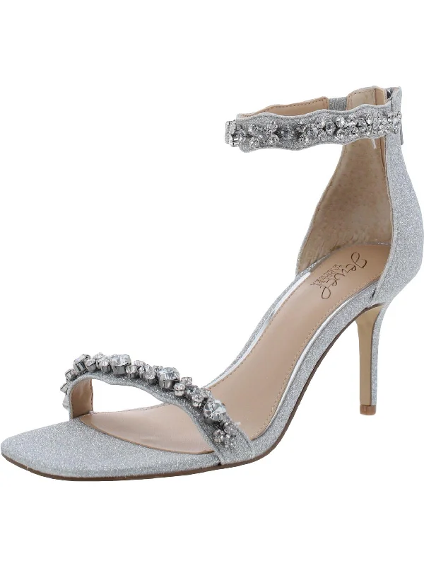 Women's Sandals with a Wedge Heel and a Tassel Detail in Orange for a Trendy LookWomens Embellished Glitter Evening Sandals