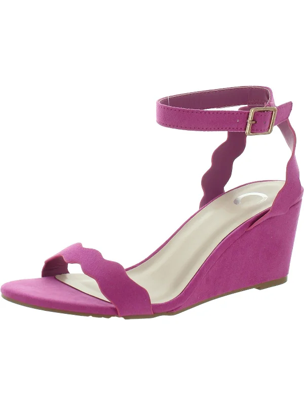 Lightweight Women's Mesh - Paneled Sandals in Yellow for BreathabilityWomens Faux Suede Round Toe Wedge Sandals