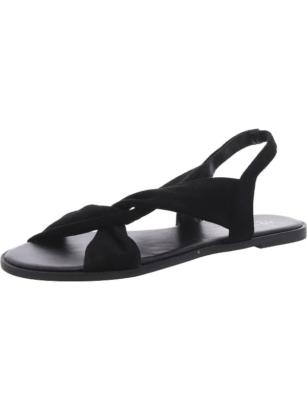 Women's Flat Slide Sandals with a Memory Foam Insole in White for All - Day ComfortWomens Faux Suede Slip On Slingback Sandals