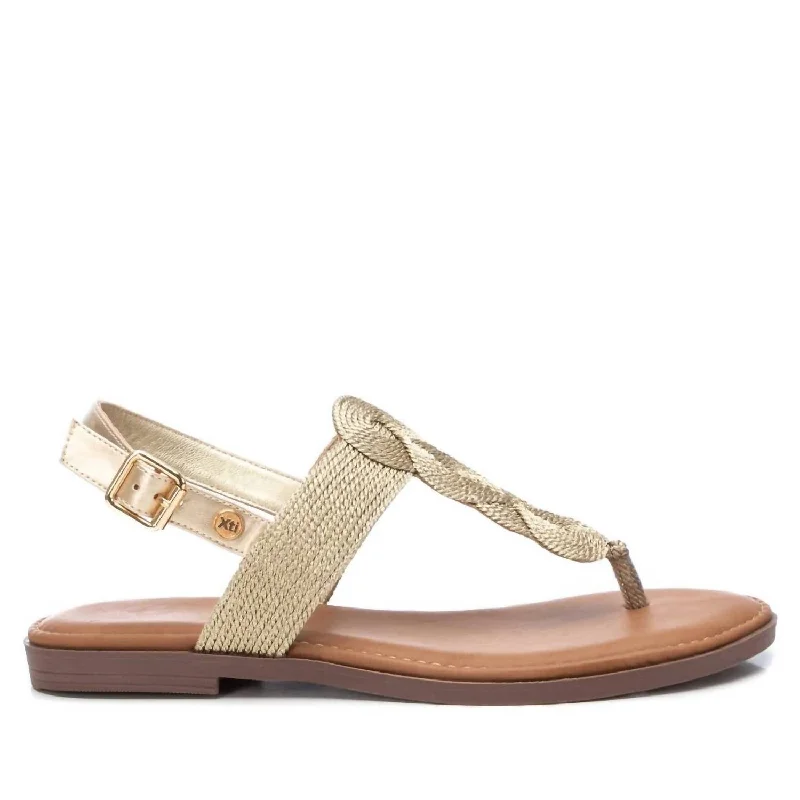 Women's Sandals with a Wedge Heel and a Tassel Detail in Orange for a Trendy LookWomen's Flat Sandals In Gold