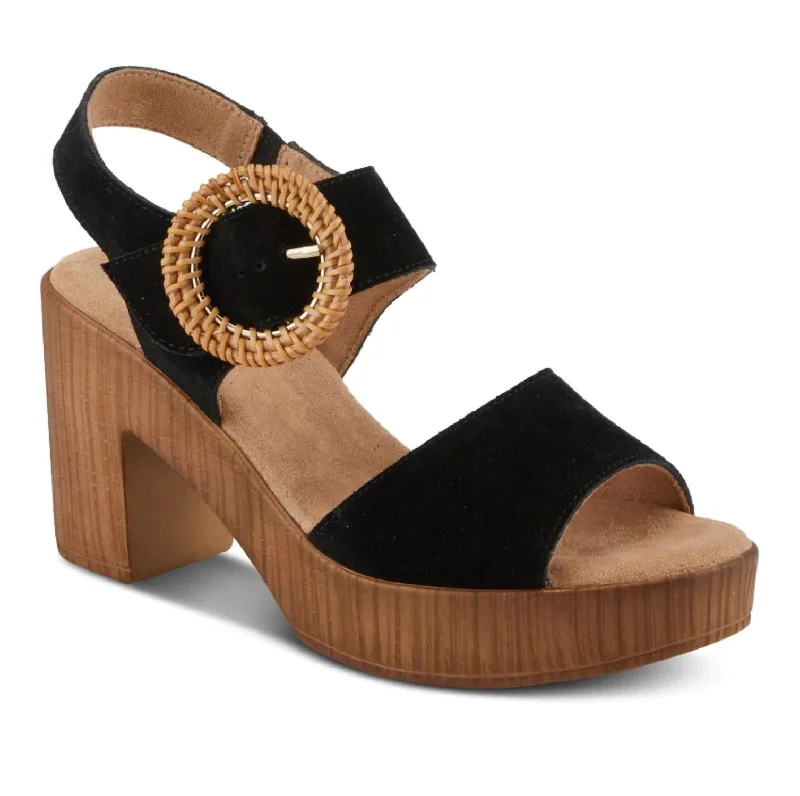 Lightweight Women's Mesh - Paneled Sandals in Yellow for BreathabilityWomen's Gamona Sandal In Black Suede