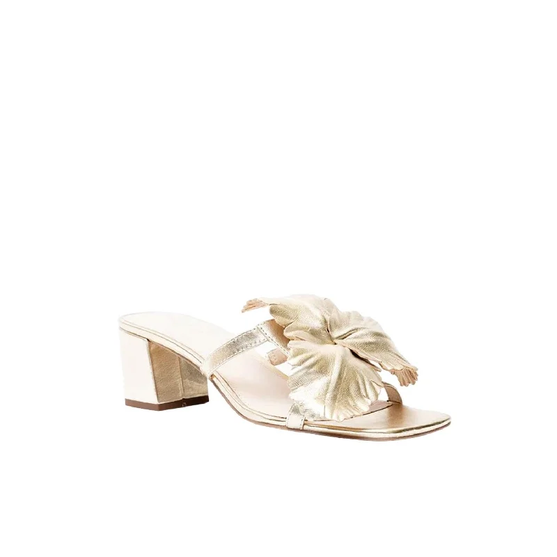 Women's Sandals with a Wedge Heel and a Tassel Detail in Orange for a Trendy LookWomen's Happy Mule Sandals In Soft Gold