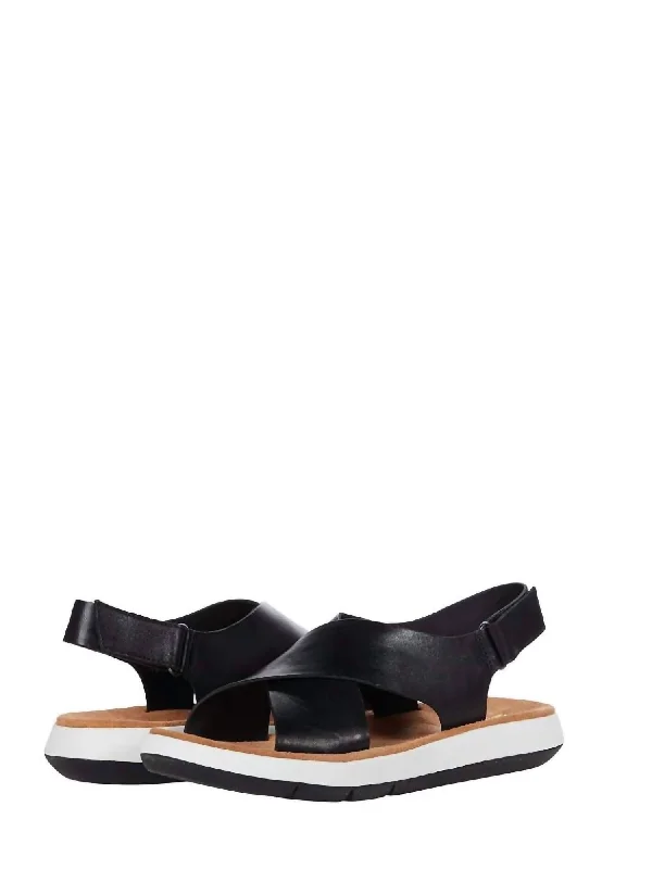 Women's Thong Sandals with a Beaded Design in Multicolor for a Beachy AestheticWomen's Jemsa Cross Slide Sandal In Black Leather