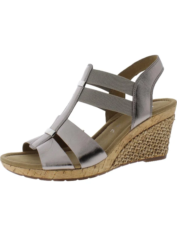 Orthopedic Women's Sandals with Arch Support in Gray for Foot HealthWomens Leather Espadrille Wedge Sandals