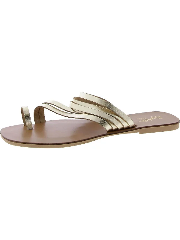 Plus Size Women's Wide - Width Platform Sandals in Black for Added Comfort and HeightWomens Leather Slip On Flip-Flops