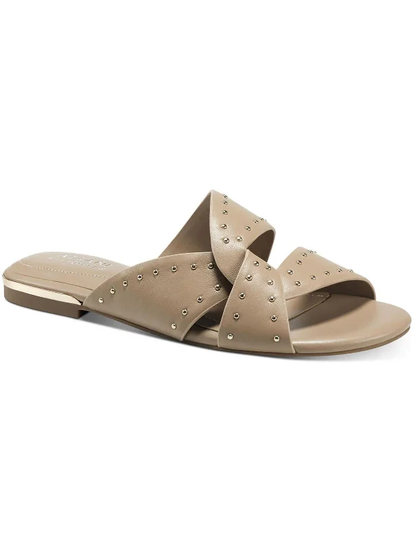 Plus Size Women's Wide - Width Platform Sandals in Black for Added Comfort and HeightWomens Leather Studded Flip-Flops